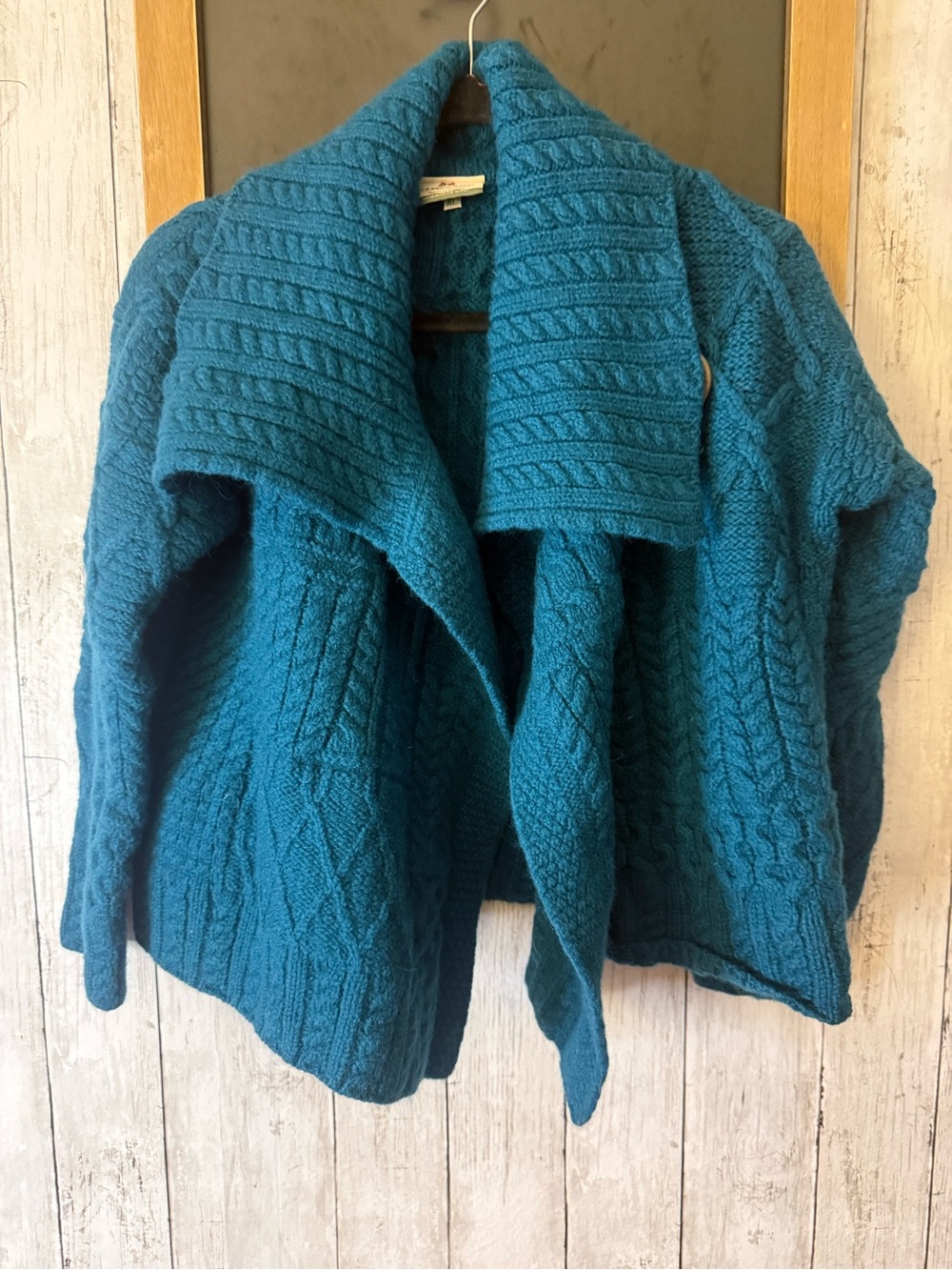 Carraig Donn Cardigan Irish Sweater XL Cable Knit Ireland Wool Chunky Fisherman*